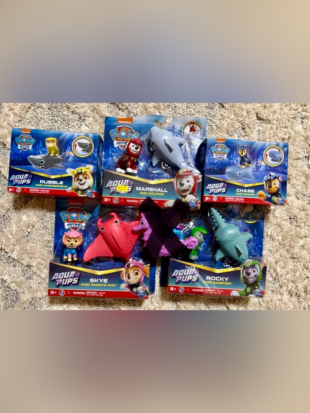Paw Patrol Aqua Pups Skye Chase Rocky Marshall Rubble. No Coral.